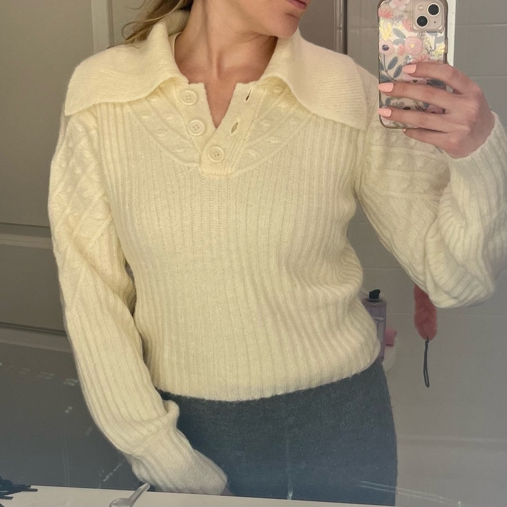 Astr Cream Cowl Neck Sweater